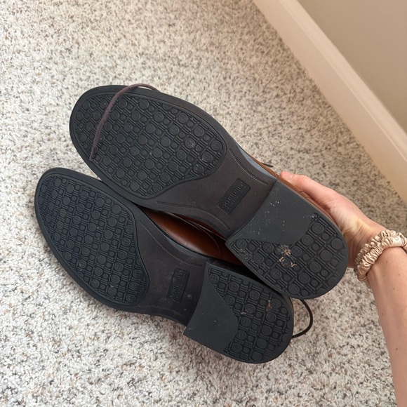 Dockers Tan Brown Leather Men's Oxfords Shoes Tie Stitching - Picture 5 of 7